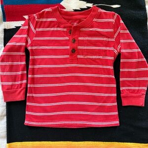 Carter's Red and White Striped Long Sleeve Henley